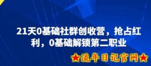 21天0基础社群创收营,抢占红利,0基础解锁第二职业-流年日记