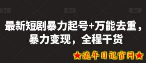 最新短剧暴力起号+万能去重,暴力变现,全程干货-流年日记