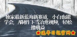 独家最新蓝海新赛道,小白也能学会,AI制作下雪治愈视频,轻松撸收益-流年日记