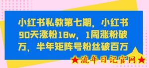 小红书私教第七期，小红书90天涨粉18w，1周涨粉破万，半年矩阵号粉丝破百万-流年日记