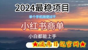 2024最稳蓝海项目,小红书商单项目,没有之一-流年日记