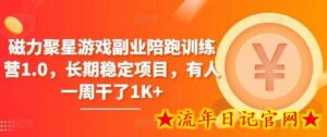 磁力聚星游戏副业陪跑训练营1.0,长期稳定项目,有人一周干了1K+-流年日记
