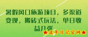 暑假风口旅游项目,多渠道变现,搬砖式玩法,单日收益几张-流年日记