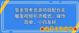 靠卖驾考资源项目配合无脑发视频引流模式,操作简单,小白友好-流年日记