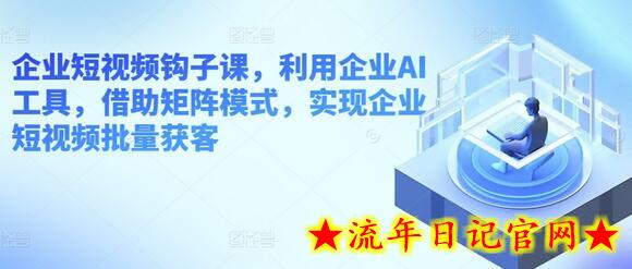 企业短视频钩子课，利用企业AI工具，借助矩阵模式，实现企业短视频批量获客-流年日记