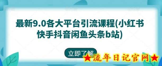 最新9.0各大平台引流课程(小红书快手抖音闲鱼头条b站)-流年日记