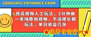 西瓜视频写字玩法,2分钟做一条纯原创视频,不违规长期玩法,单日收益几张-流年日记