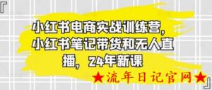小红书电商实战训练营,小红书笔记带货和无人直播,24年新课-流年日记