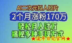 2024最新蓝海AI生成二次元拟人短片，2个月涨粉170万，揭秘多种变现方式-流年日记