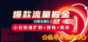 爆款流量掘金_完整实操6.0_小白快速扩群+挣钱+矩阵思路-流年日记