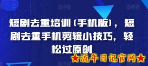 短剧去重培训(手机版),短剧去重手机剪辑小技巧,轻松过原创-流年日记
