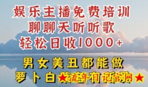 娱乐主播免费培训聊聊天听听歌轻松日收1K+，男女美丑都能做萝卜白菜各有所爱-流年日记