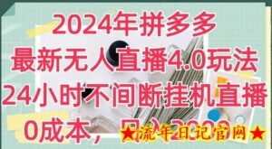 2024年拼多多最新无人直播4.0玩法,24小时不间断挂机直播,0成本,日入2k-流年日记