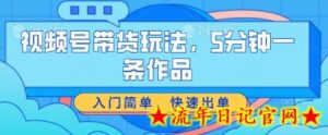 视频号带货玩法,5分钟一条作品,入门简单,快速出单-流年日记