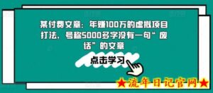 某付费文章:年赚100w的虚拟项目打法,号称5000多字没有一句“废话”的文章-流年日记
