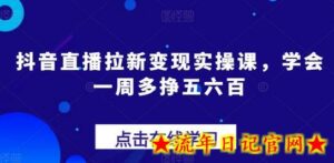 抖音直播拉新变现实操课,学会一周多挣五六百-流年日记