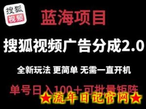 搜狐视频2.0 全新玩法成本更低 操作更简单 无需电脑挂机 云端自动挂机单号日入100+可矩阵-流年日记