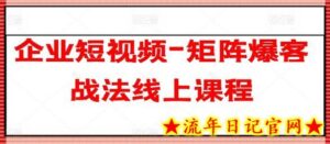 企业短视频-矩阵爆客战法线上课程-流年日记