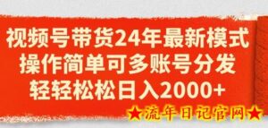 视频号带货24年最新模式，操作简单可多账号分发，轻轻松松日入2k-流年日记