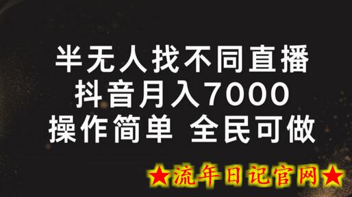 半无人找不同直播，月入7000+，操作简单 全民可做-流年日记