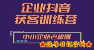企业抖音营销获客增长训练营,中小企业老板必修课-流年日记