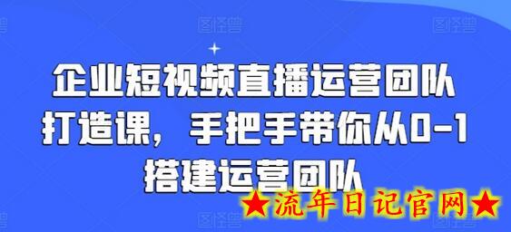 企业短视频直播运营团队打造课，手把手带你从0-1搭建运营团队-流年日记