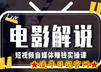 电影解说短视频自媒体赚钱实操课，教你做电影解说短视频，月赚1万-流年日记