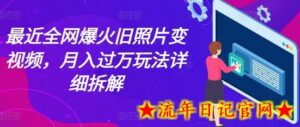 最近全网爆火旧照片变视频,月入过万玩法详细拆解-流年日记