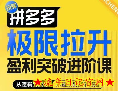 拼多多极限拉升盈利突破进阶课，​从算法到玩法，从玩法到团队搭建，体系化系统性帮助商家实现利润提升-流年日记