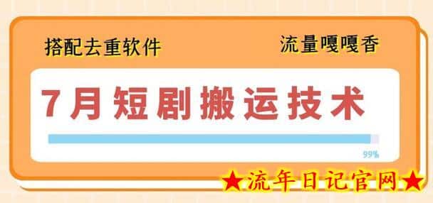 7月最新短剧搬运技术，搭配去重软件操作-流年日记