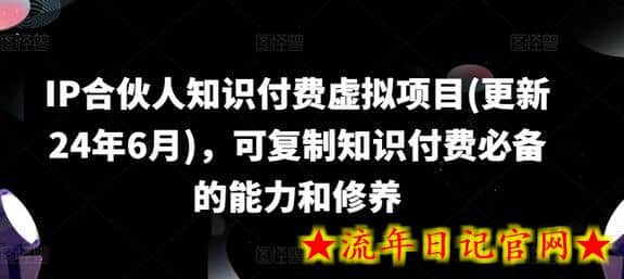 IP合伙人知识付费虚拟项目(更新24年6月)，可复制知识付费必备的能力和修养-流年日记