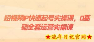 短视频IP快速起号实操课,0基础全套运营实操课,爆款内容设计+粉丝运营+内容变现-流年日记