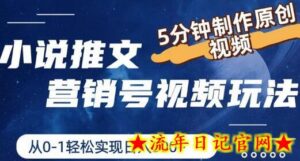 小说推文营销号视频玩法,5分钟制作原创视频,从0到1轻松实现日入5张-流年日记
