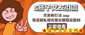 某收费888-S搭子交友引流,交友粉打法 sop,导流到私域实现长期稳定盈利-流年日记