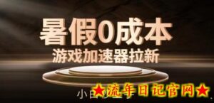 暑假0成本游戏加速器拉新,小白秒上手,无需投资-流年日记