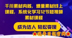 千川素材内核,爆量素材线上课程,系统化学习12节短视频素材课程-流年日记