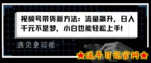 视频号带货新方法:流量飙升,日入千元不是梦,小白也能轻松上手-流年日记