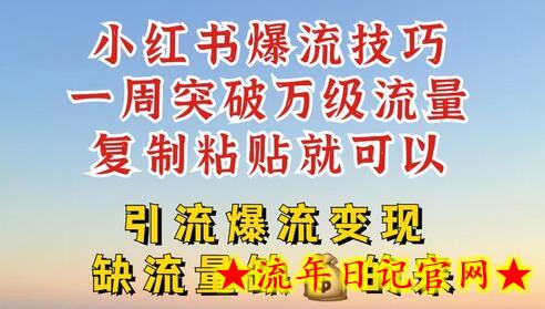 小红书爆流技巧，一周突破万级流量，复制粘贴就可以，引流爆流变现-流年日记