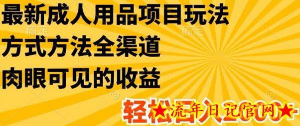 最新成人用品项目玩法，方式方法全渠道，轻松日入2K+-流年日记