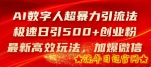 AI数字人超暴力引流法,极速日引500+创业粉,最新高效玩法,加爆微信-流年日记