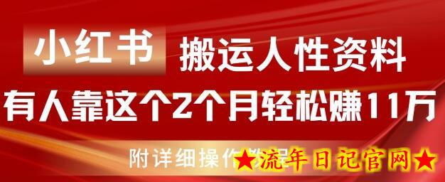 小红书搬运人性资料，有人靠这个2个月轻松赚11w，附教程-流年日记