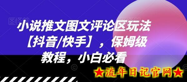 小说推文图文评论区玩法【抖音/快手】，保姆级教程，小白必看-流年日记