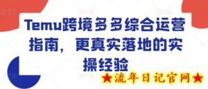 Temu跨境多多综合运营指南,更真实落地的实操经验-流年日记