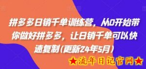 拼多多日销千单训练营,从0开始带你做好拼多多,让日销千单可以快速复制(更新24年7月)-流年日记