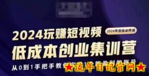 2024短视频创业集训班,2024创业必修,从0到1手把手教你实操1个能盈利的账号-流年日记