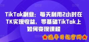 TikTok副业:每天利用2小时在TK实现收益,零基础TikTok上如何变现课程-流年日记