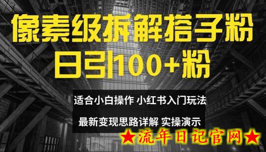 像素级拆解搭子粉，日引100+，小白看完可上手，最新变现思路详解-流年日记