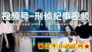 利用刑侦纪实视频,赚视频号分成计划收益,操作简单,新手小白轻松月入过万-流年日记