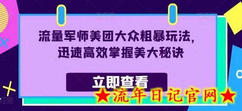 流量军师美团大众粗暴玩法，迅速高效掌握美大秘诀-流年日记