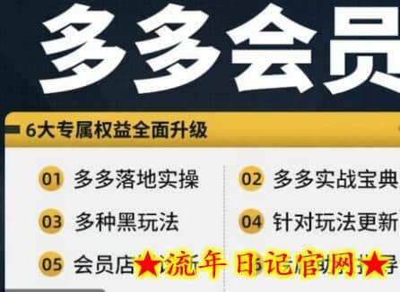 拼多多会员，拼多多实战宝典+实战落地实操，从新手到高阶内容全面覆盖-流年日记